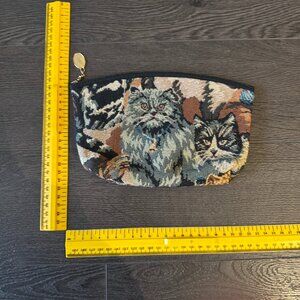 vintage Maggi B Tapestry Cats Zippered lined pouch